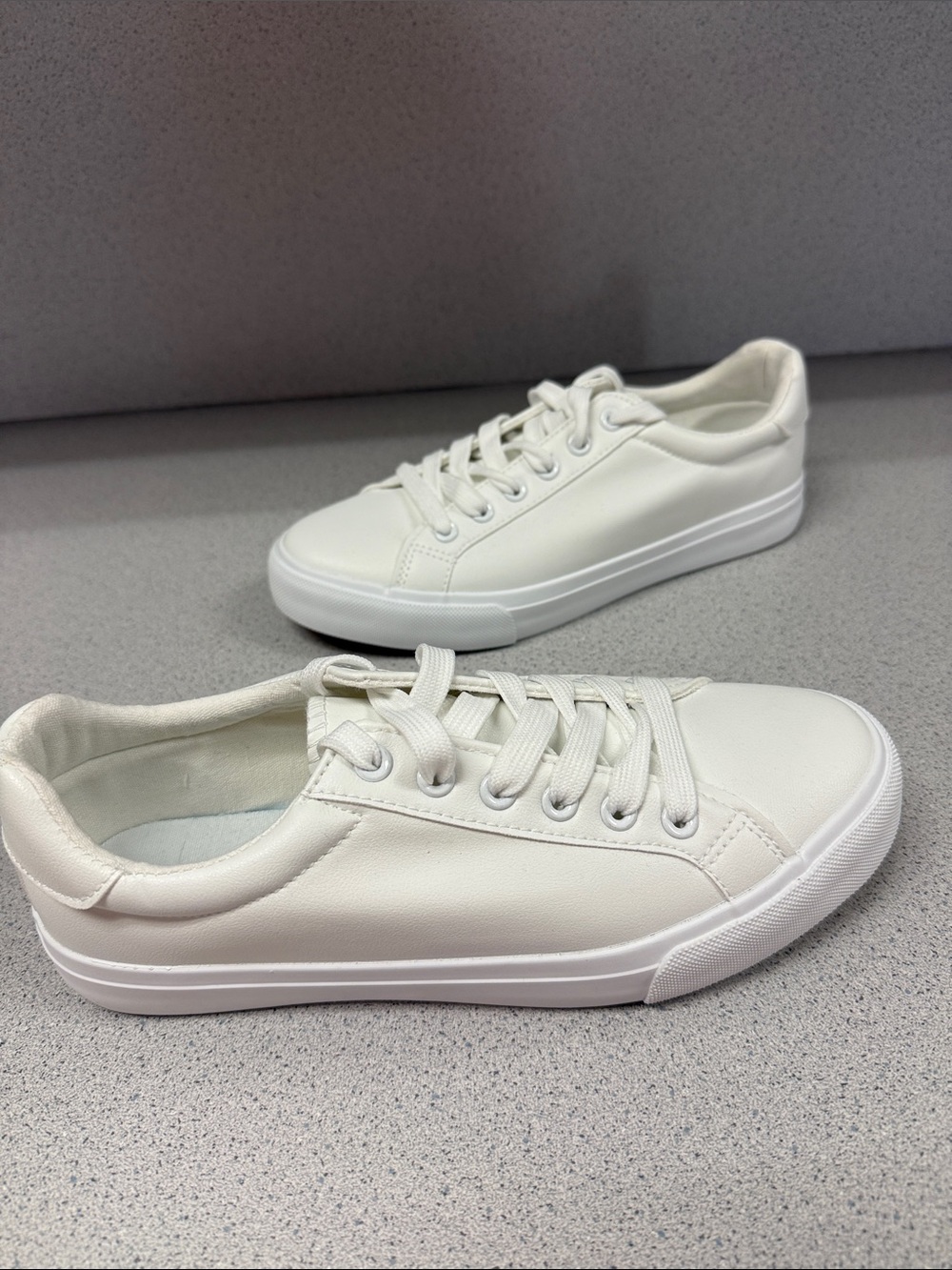 SERNIAL WOMEN’S WHITE TENNIS SHOE PU LEATHER SNEAKERS CASUAL WALKING EU 39 US 8